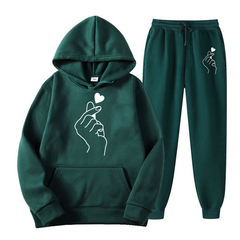 Damen Jogginganzug mit kreativem Herzmotiv und bequemer Passform R&B