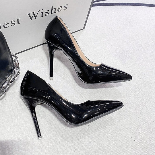 Damen Spitzen High Heels mit glänzender Oberfläche R&B
