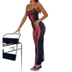 Damen Maxikleid mit einzigartigem grafischen Design und figurbetontem Schnitt R&B