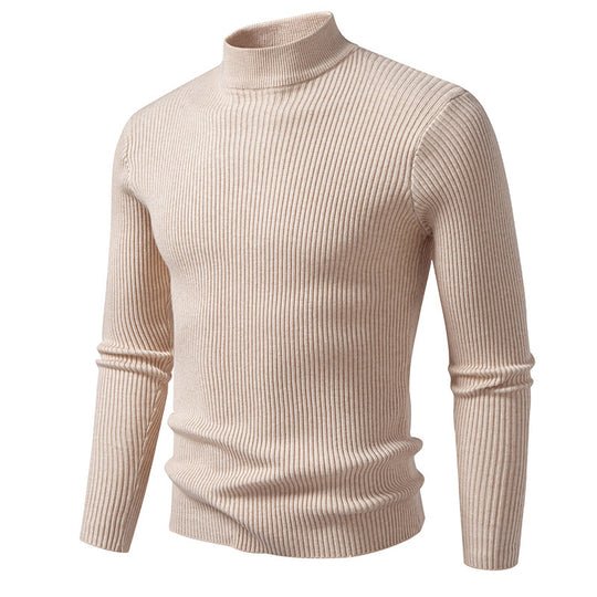 Herren eleganter Rollkragenpullover aus feinem Rippstrick R&B
