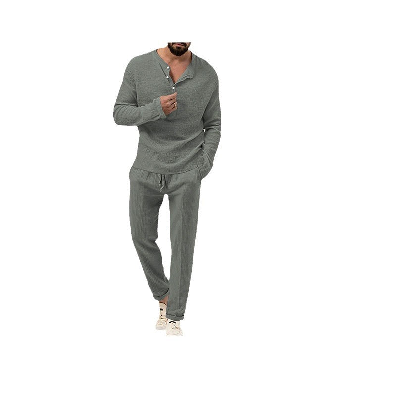 Herren lässiges Lounge-Set mit Knopfleiste und elastischem Bund R&B