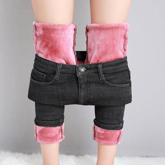 Damen nan hoch geschnittene Röhrenjeans mit formendem Stretchbund und schmalem Knöchelabschluss R&B