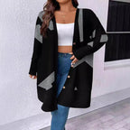 Damen Oversized Strickjacke mit grafischem Design R&B