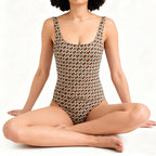 Damen Designer Badeanzug mit geometrischem Muster R&B