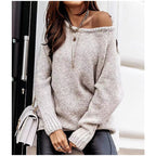 Damen Off-Shoulder Strickpullover R&B