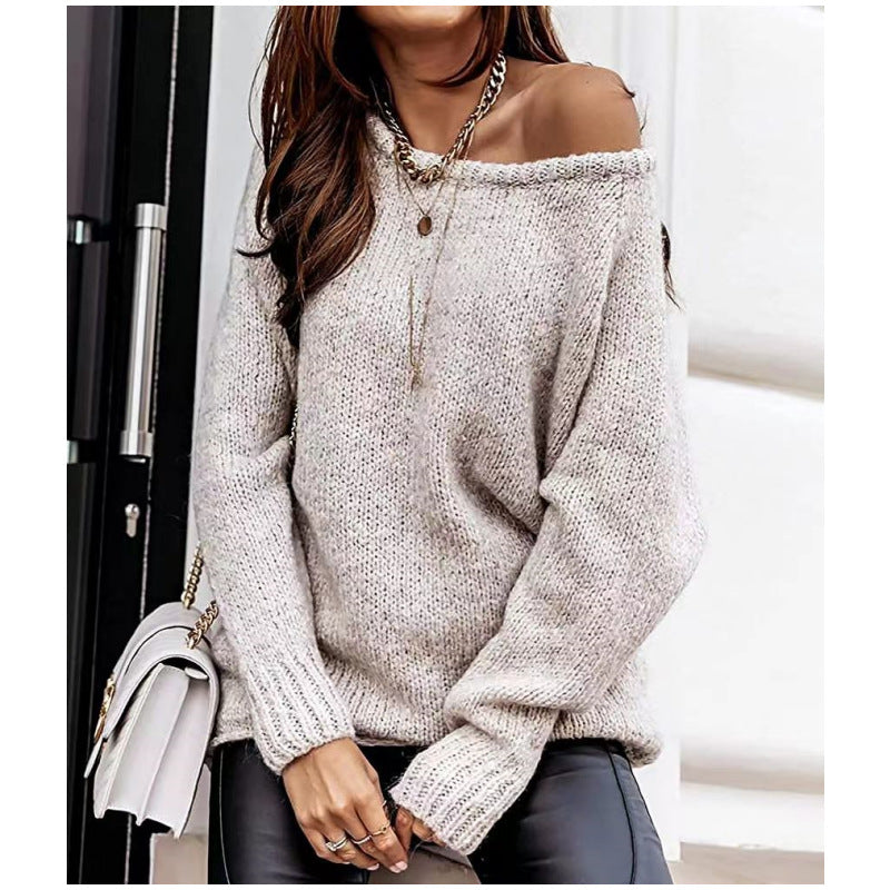 Damen Off-Shoulder Strickpullover R&B