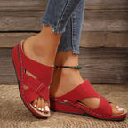 Damen Komfortable Wedge-Sandalen mit atmungsaktiven Riemen R&B
