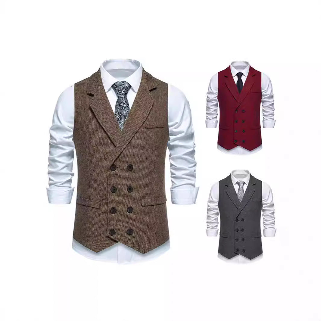 Herren Elegante Anzugweste mit klassischem Hahnentrittmuster und modernem Schnitt R&B