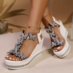 Damen Wedge-Sandalen mit filigranen Schmetterlingsapplikationen und komfortablem Fußbett R&B