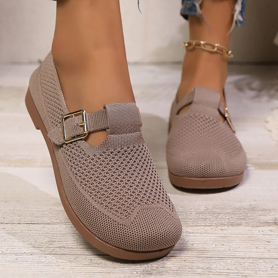 Damen luftige Ballerinas mit modischem Schnallen-Detail R&B