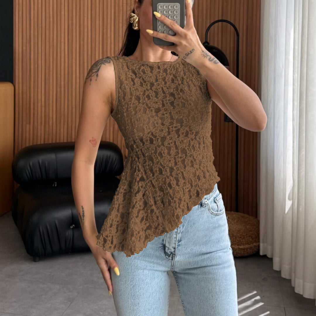 Damen Spitzenoberteil mit femininem Schnitt und floralen Details R&B