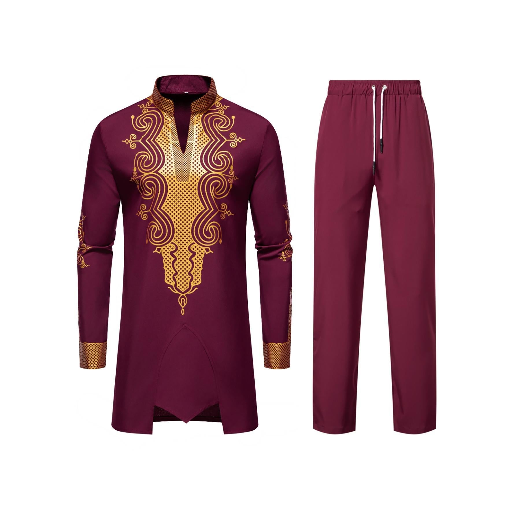 Herren traditionelles Outfit mit aufwendigem Muster R&B
