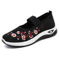 Damen Sportliche Slip-On Sneakers mit floralem Stickdesign