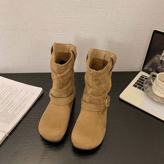 Damen Stiefeletten mit modischem Raffungselement und praktischen Schnallen R&B