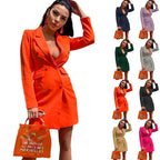 Damen klassisches Blazer-Kleid mit doppelter Knopfleiste und tailliertem Schnitt R&B