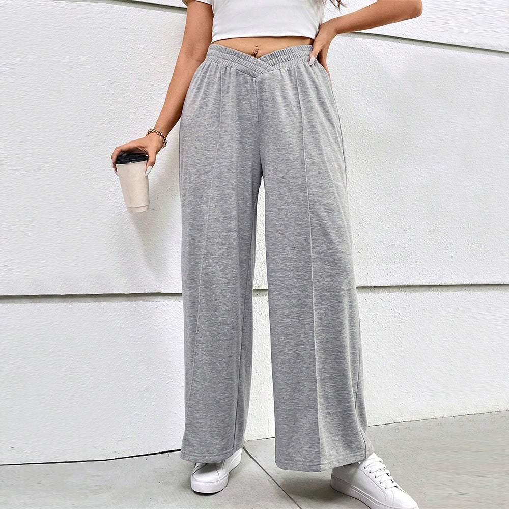 Damen weit geschnittene Freizeithose mit elastischem Bund und Cross-Over-Design R&B