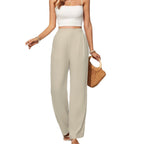 Damen Weite High-Waist Hose mit eleganten Falten R&B