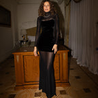 Damen Elegantes Abendkleid mit transparenten Ärmeln und figurbetontem Schnitt R&B