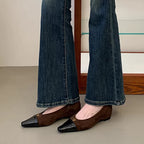 Damen zeitlose Ballerinas mit elegantem Leder-Spitzendesign und komfortablem Fußbett R&B