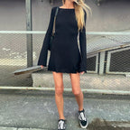 Damen elegantes Minikleid mit schickem tiefem Rückenausschnitt und lässigem Schnitt R&B