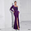 Damen Samt Abendkleid mit asymmetrischem Ausschnitt und eleganter Drapierung R&B