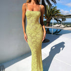Damen Spitzen Maxikleid mit schmalen Trägern und elegantem Schnitt R&B