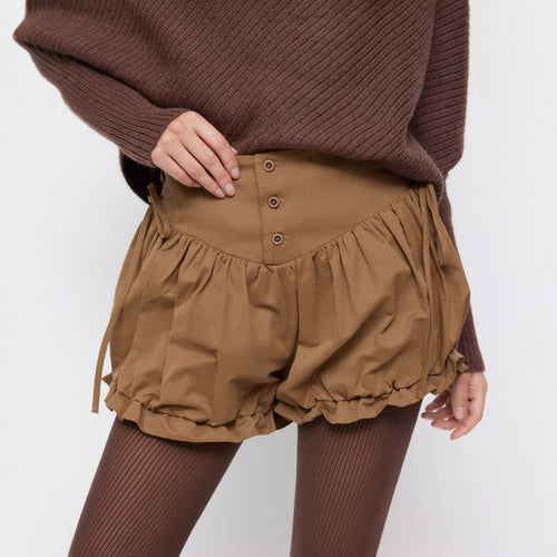 Damen modische Rüschen-Shorts mit hohen Bund und verstellbaren Kordeln R&B