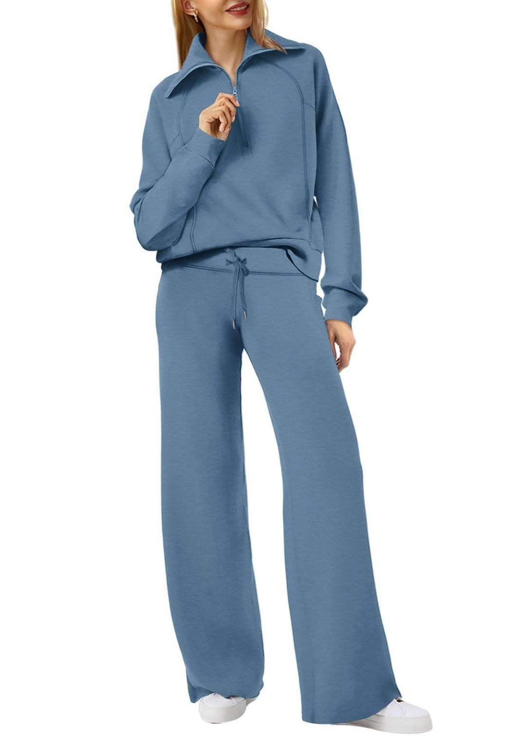 Damen Sportliches Set mit Reißverschluss und weiten Hosen R&B