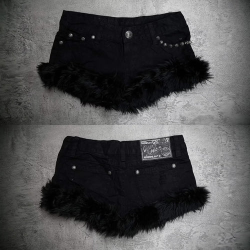 Damen Kurze Jeans mit flauschigen Saum R&B