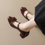 Damen Mary-Jane Ballerinas mit modischer Schleifenapplikation und komfortablem Absatz