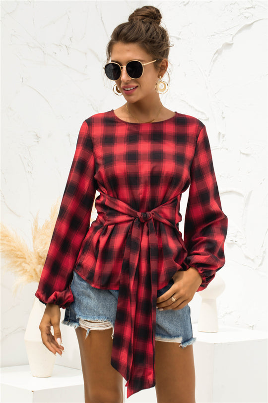 Damen Bluse mit Bindegürtel R&B