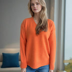 Damen lässiger V-Ausschnitt Pullover mit modernem Strukturdesign R&B