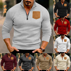 Herren sportlicher Pullover mit halbem Reißverschluss und kontrastierender Brusttasche R&B