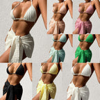 Damen Triangel-Bikini mit anpassbarem Wickelrock und strukturiertem Oberteil