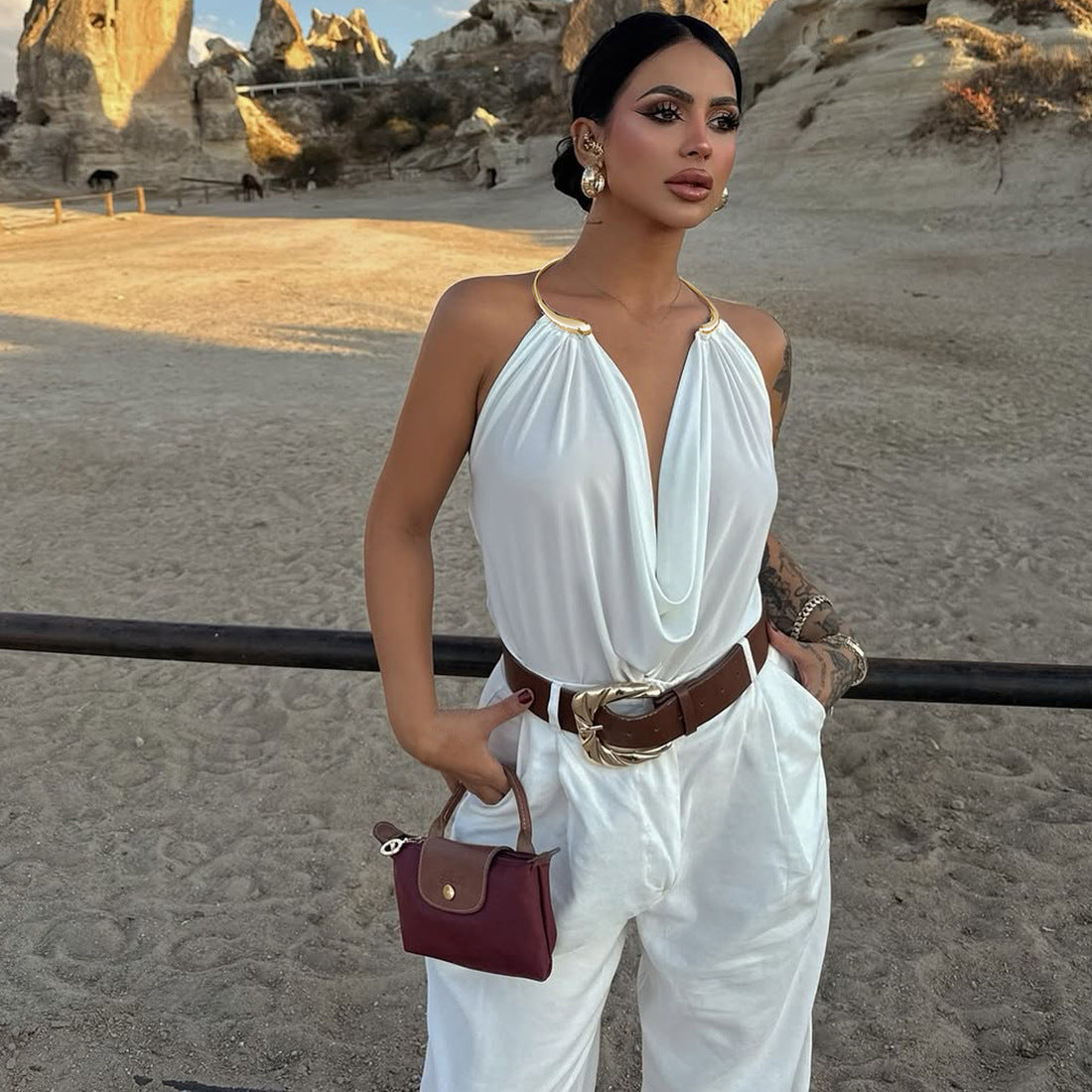 Damen Wickeltop mit raffiniertem Ausschnitt und eleganter Drapierung R&B