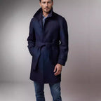 Herren eleganter und taillierter Trenchcoat aus hochwertiger Wolle R&B