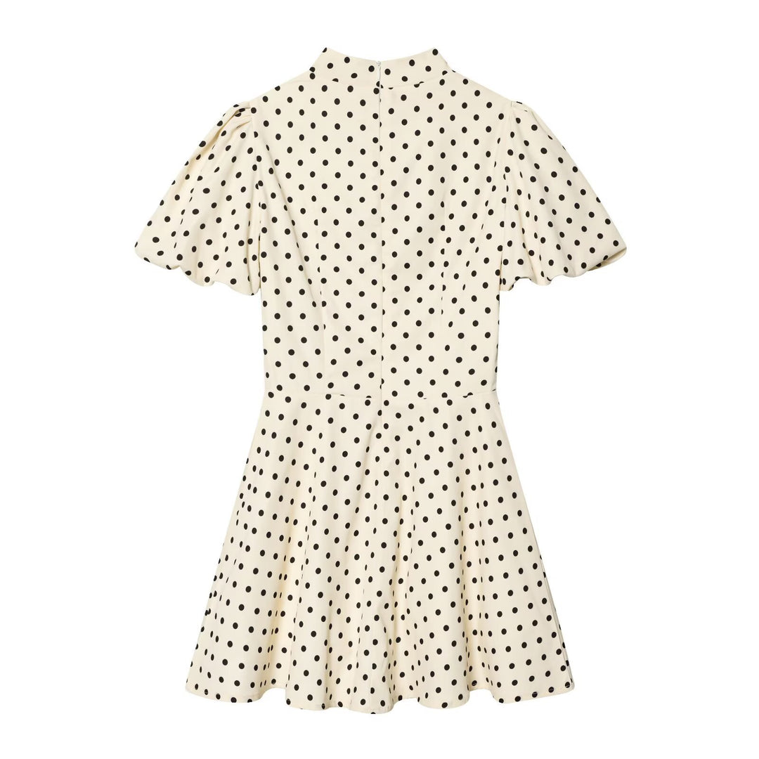 Damen A-Linien Kleid mit hochgeschlossenem Kragen und voluminösen Ärmeln R&B