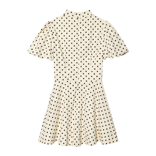 Damen A-Linien Kleid mit hochgeschlossenem Kragen und voluminösen Ärmeln R&B