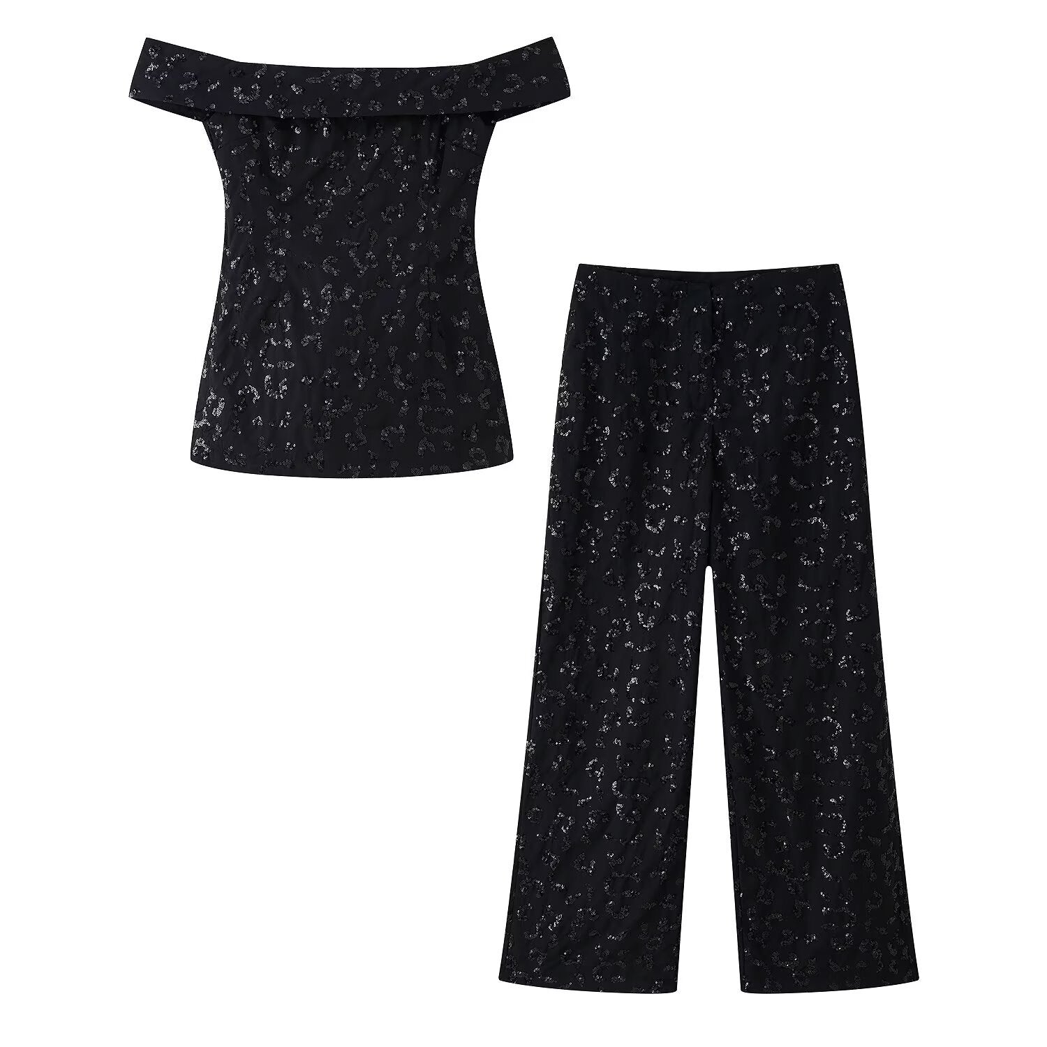 Damen elegante Palazzohose mit floraler Spitzenverzierung R&B
