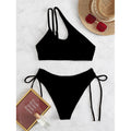 Damen asymmetrischer Bikini mit verstellbaren Trägern und hohem Beinausschnitt R&B