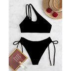 Damen asymmetrischer Bikini mit verstellbaren Trägern und hohem Beinausschnitt R&B