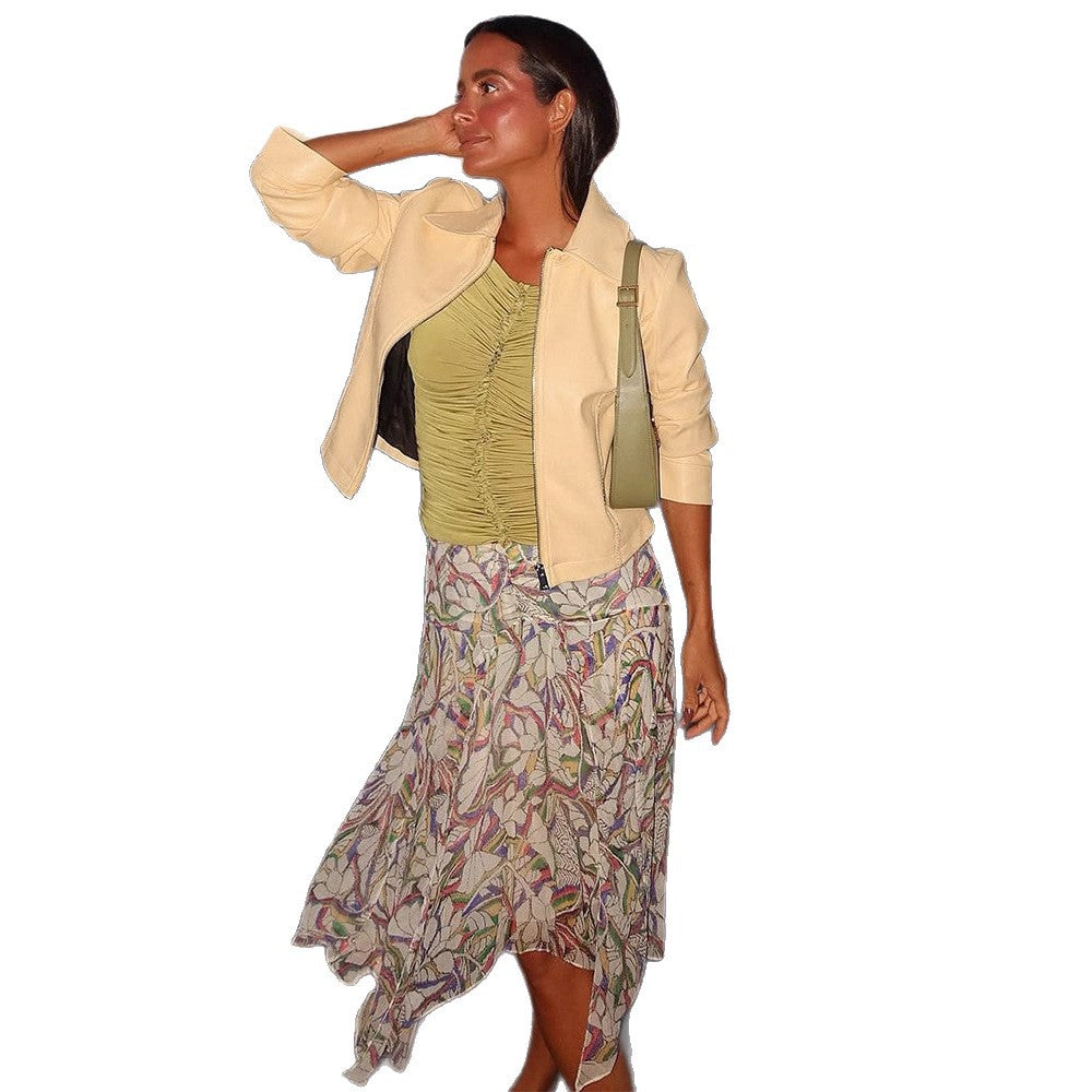Damen modische Kurzjacke mit Stehkragen und Zipper R&B