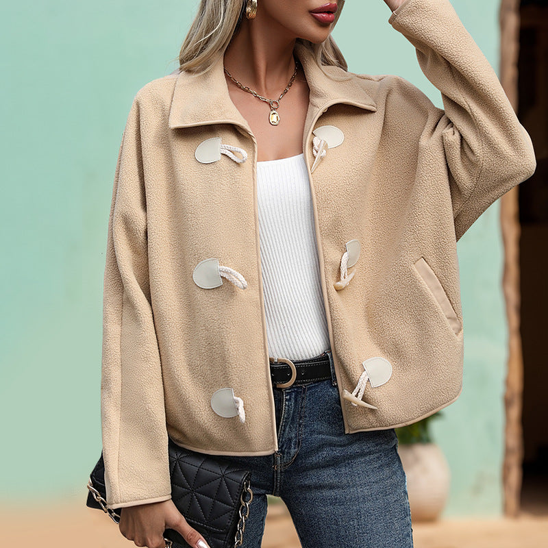 Damen Fleecejacke mit dekorativen Knöpfen und seitlichen Taschen R&B