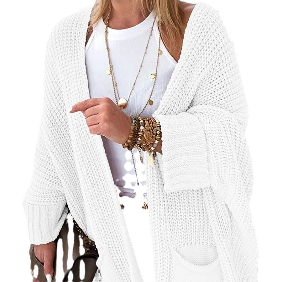 Damen gemütlicher Strick-Kimono mit Taschen R&B