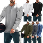 Herren Langärmliges T-Shirt mit Knopfleiste R&B