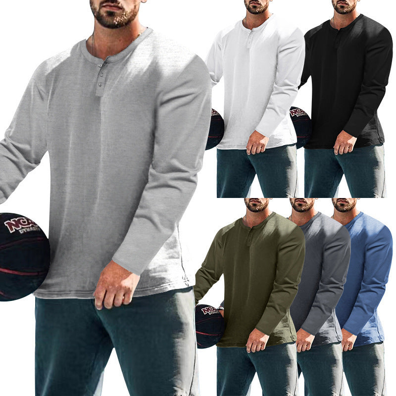Herren Langärmliges T-Shirt mit Knopfleiste R&B