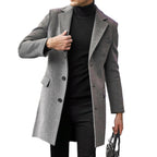 Herren eleganter Wollmantel mit klassischem Revers und verdeckten Knöpfen R&B