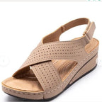 Damen Wedge-Sandalen mit durchbrochenem Design und verstellbarem Riemen R&B