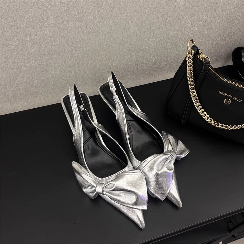 Damen elegante Slingpumps mit Schleife R&B