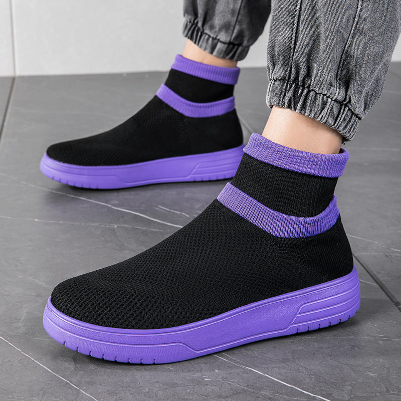 Damen Sportliche Stricksneaker mit elastischem Knöchelschutz und rutschfestem Profil R&B